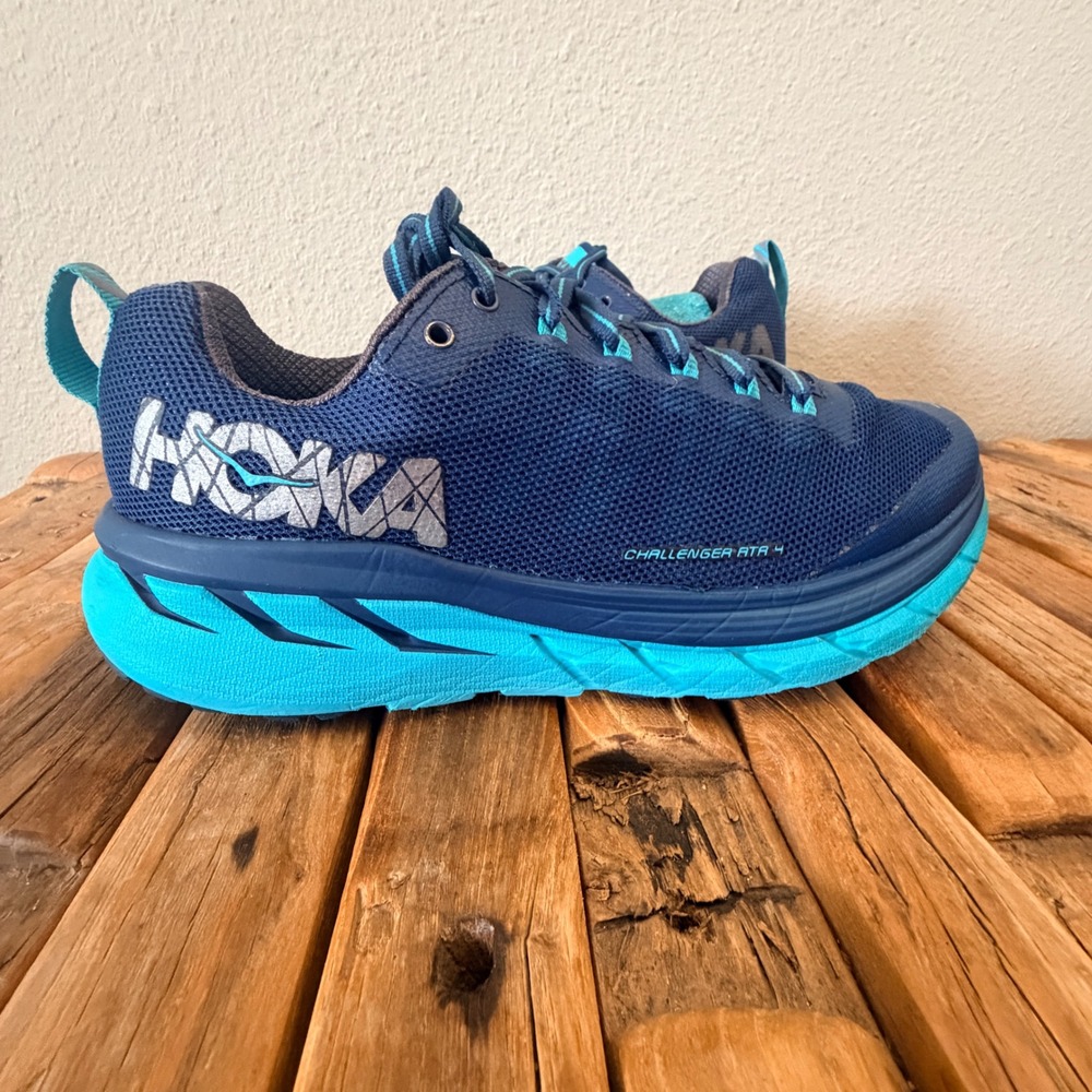 Hoka Challenger ATR 4 Running Shoes Navy Blue Cyan Trail Sneakers